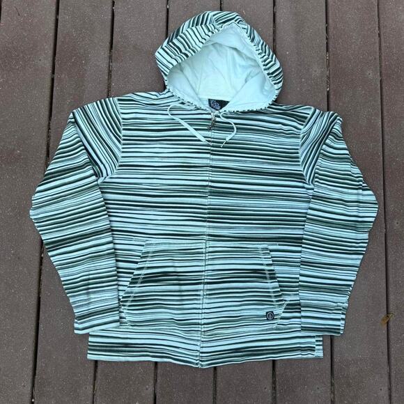 Vintage VTG Y2K Skater Volcom Stripe Zip Up Hoodie Sweatshirt - Picture 4 of 8